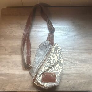 Brown and Cream Patterned Shoulder Bag